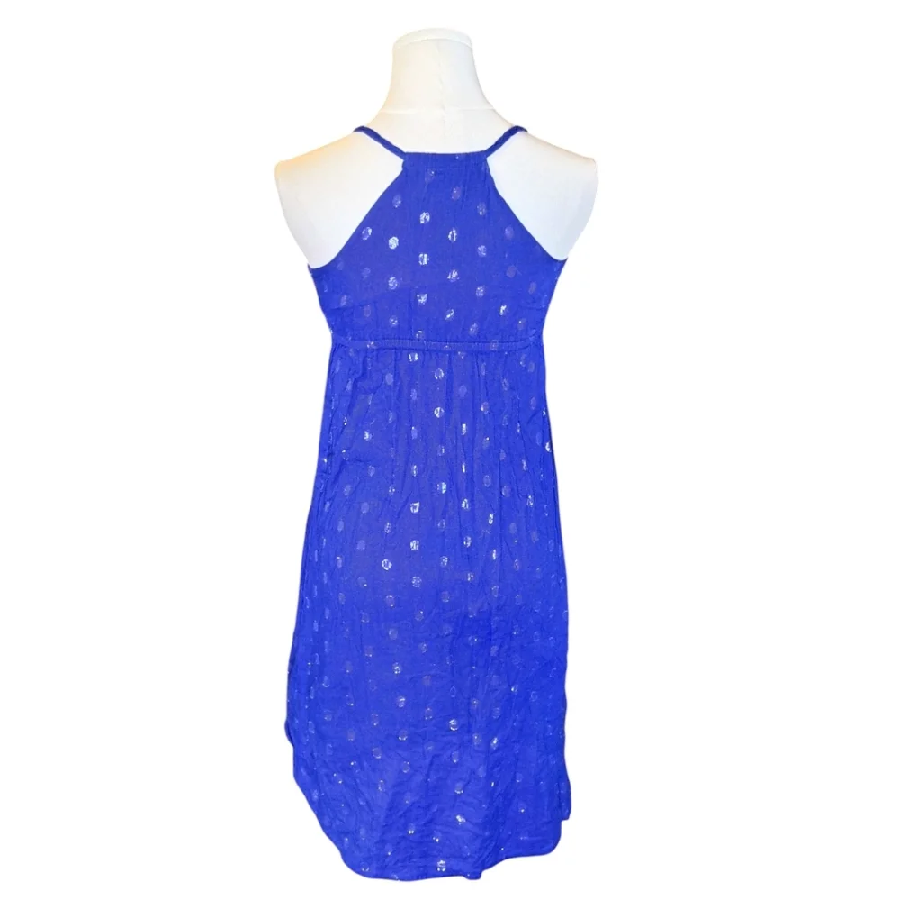 Old Navy 100% Cotton Bright Cobalt Blue and Silver Sleeveless Dress Size 8